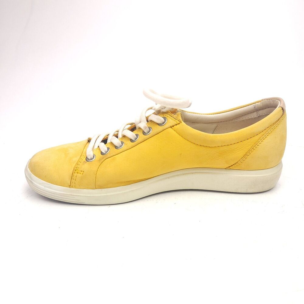Women's ECCO Soft 7 Leather Sneaker Size 39 US 8-8.5 Marygold Yellow Nubuck - Picture 2 of 9